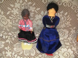 9.5'' CLOTH DOLL,PURPLE VELVET DRESS, 7.5'' CARLSON NAVAJO DOLLS,